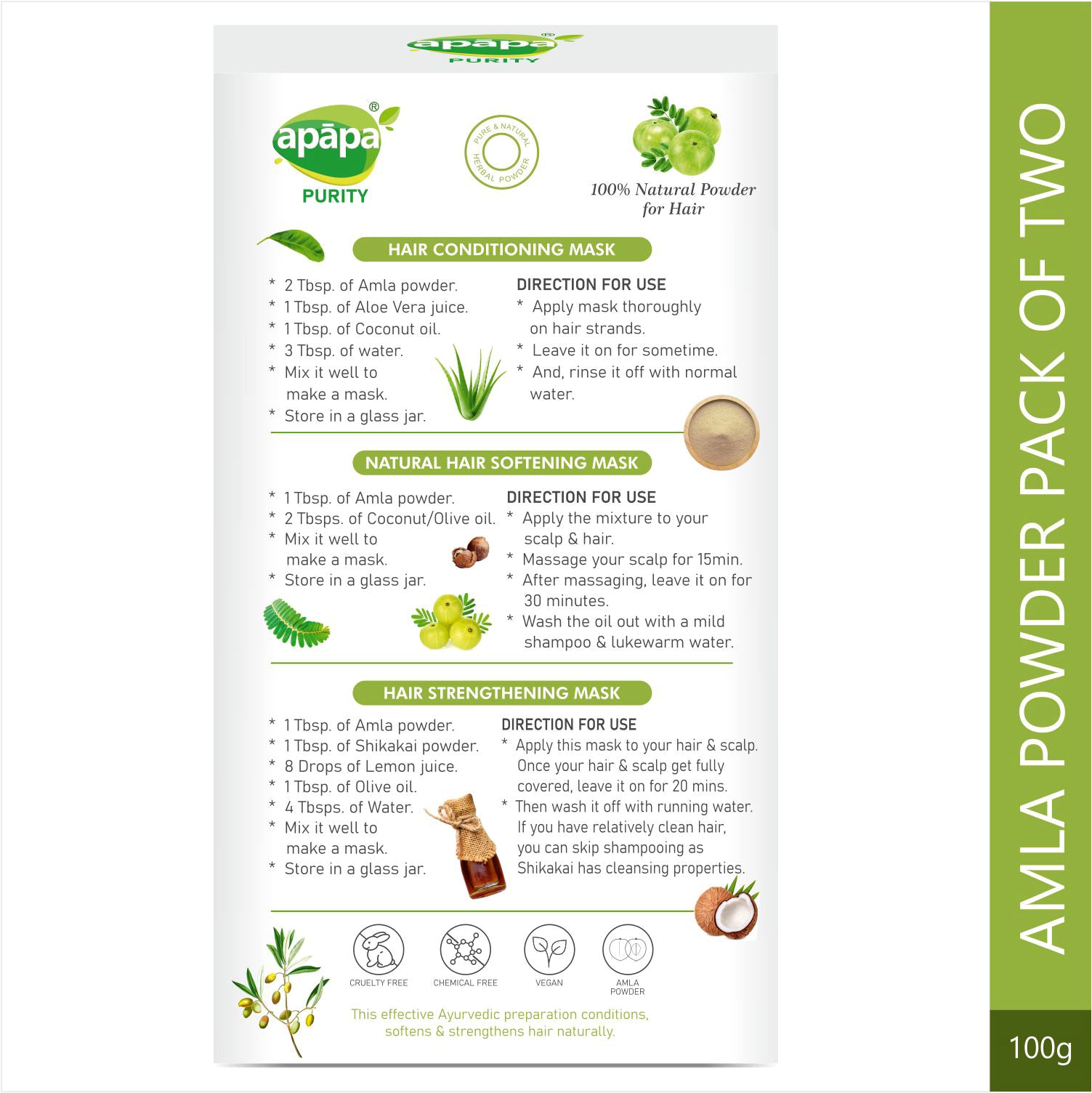 APĀPA Hair Darkening Amla Powder for Men & Women