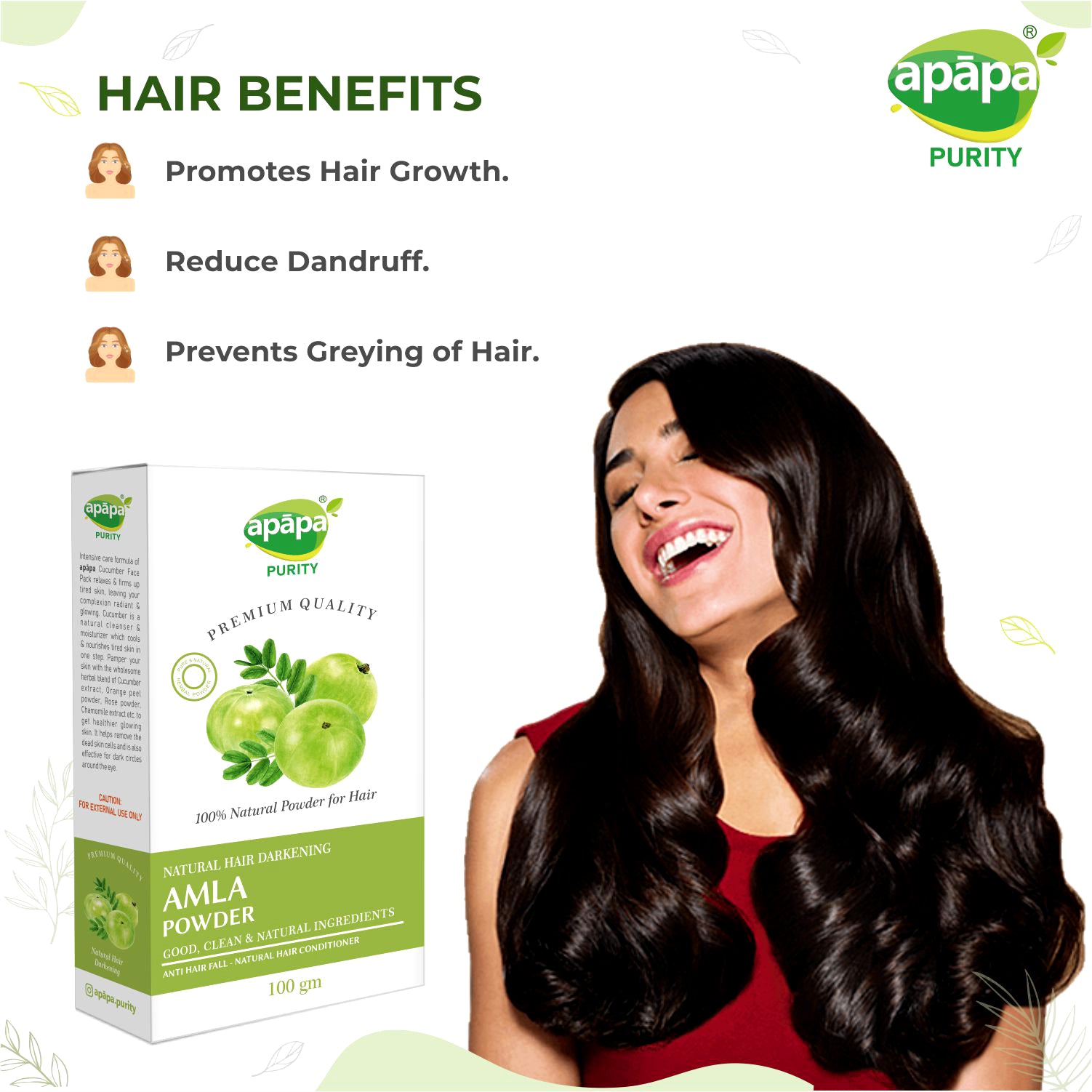APĀPA Hair Darkening Amla Powder for Men & Women