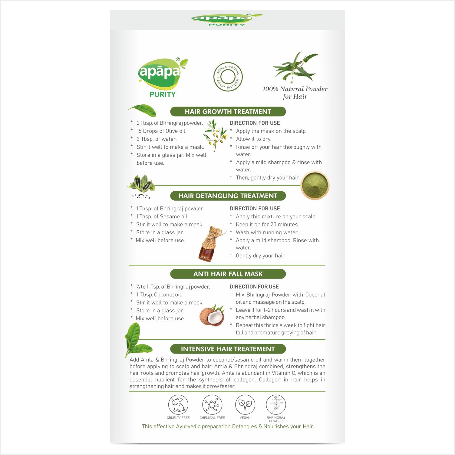 APĀPA Anti Greying – Hair Strengthening Bhringraj Powder for Hair