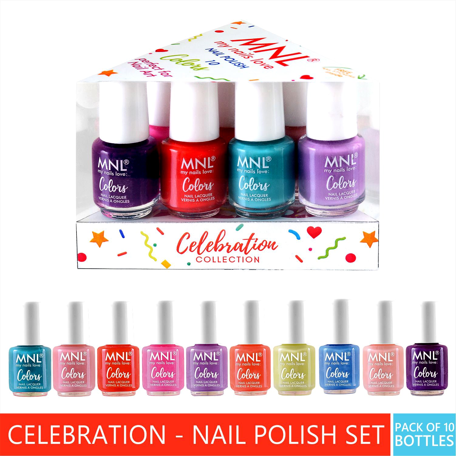 MNL Glossy Mini Nail Polish Set of 10 - Celebration Collection