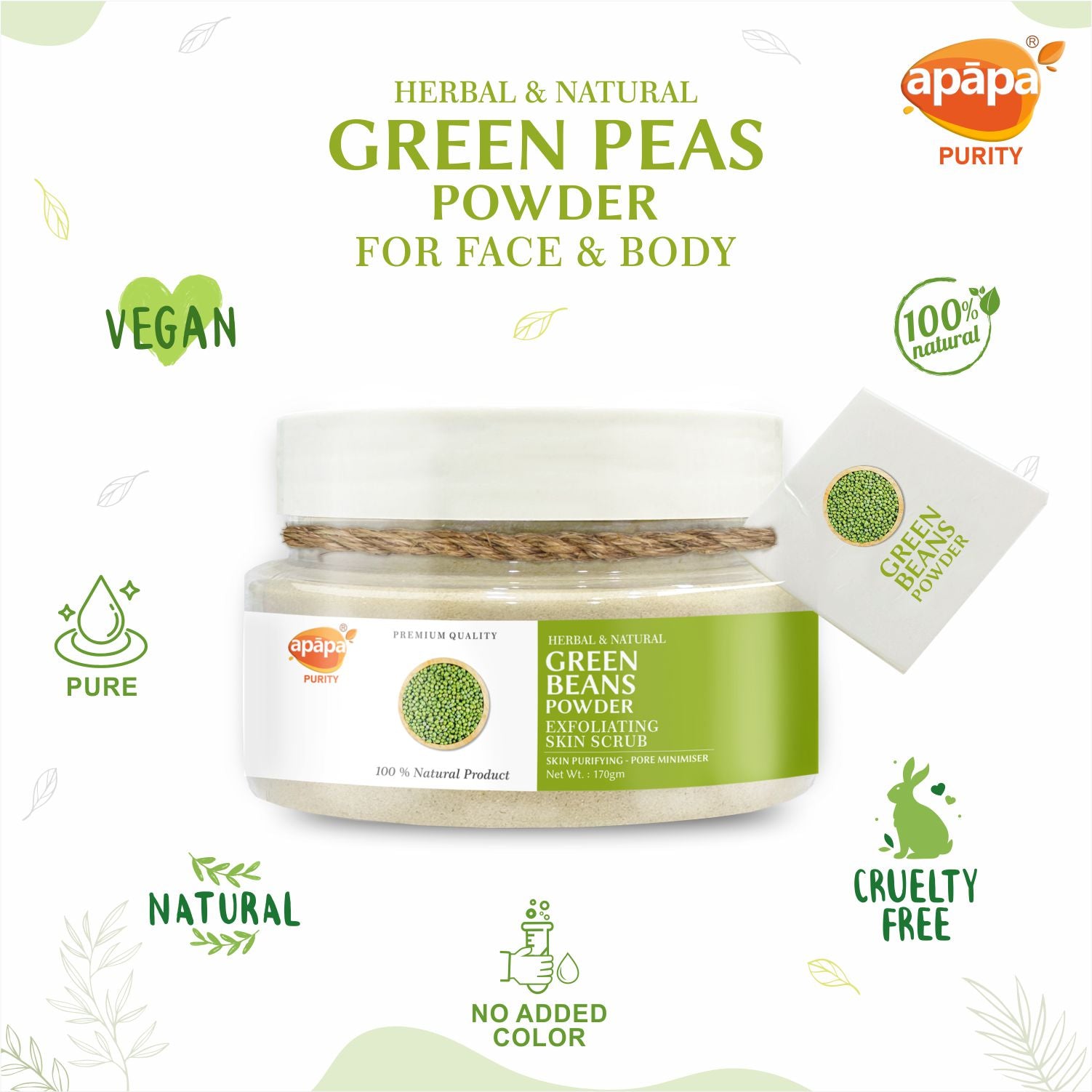 APĀPA Skin Exfoliating Green Bean Powder for Skin