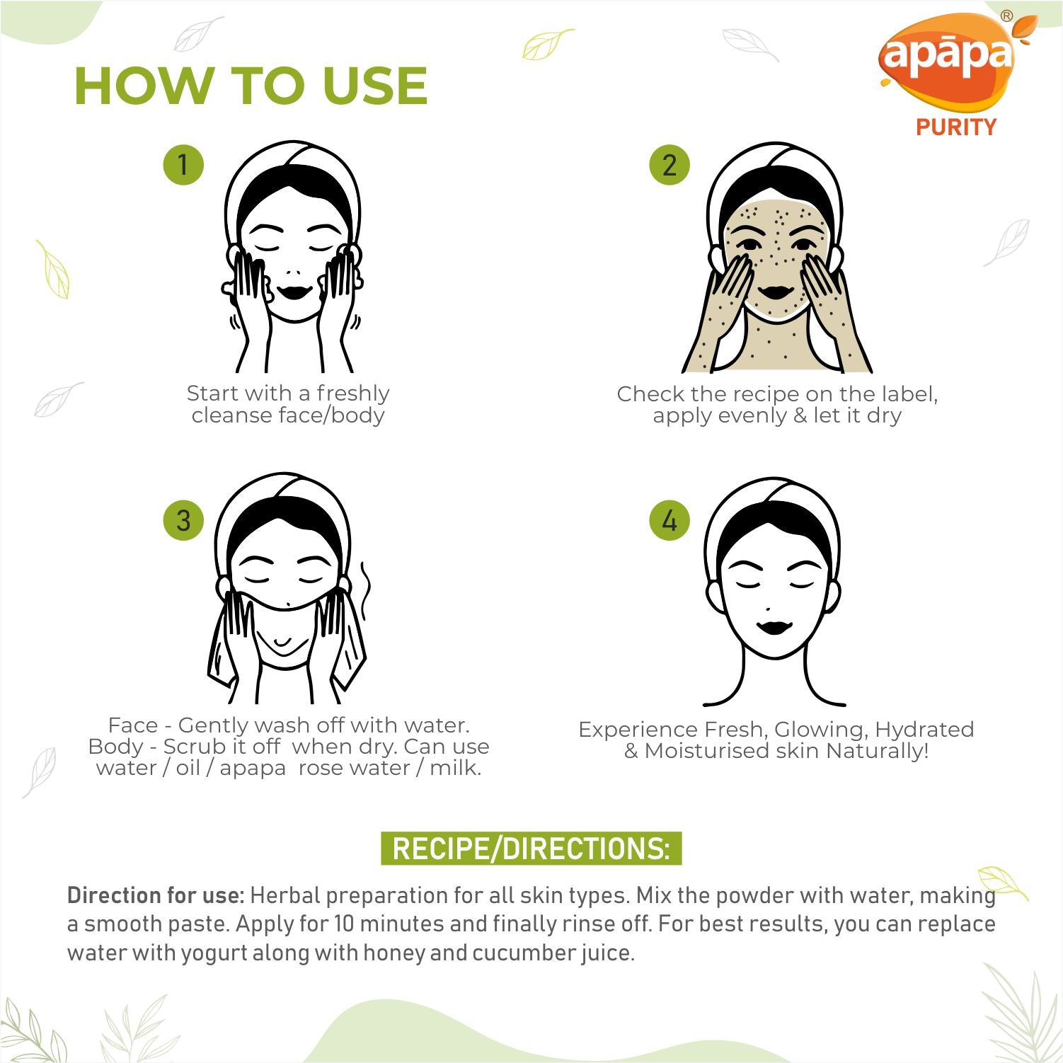 APĀPA Skin Exfoliating Green Bean Powder for Skin