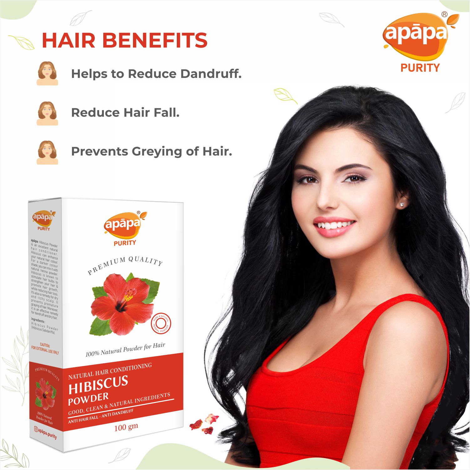 APĀPA Anti Hairfall – Antidandruff Hibiscus Powder for Hair