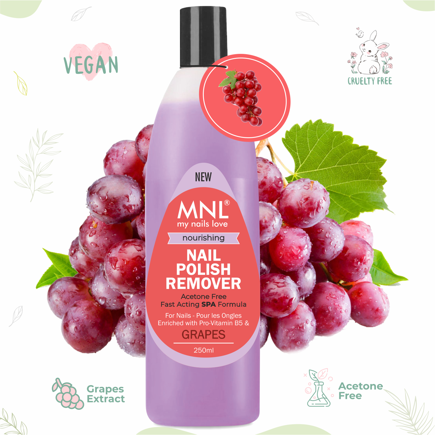 MNL Nourishing Nail Polish Remover Grapes 250ml