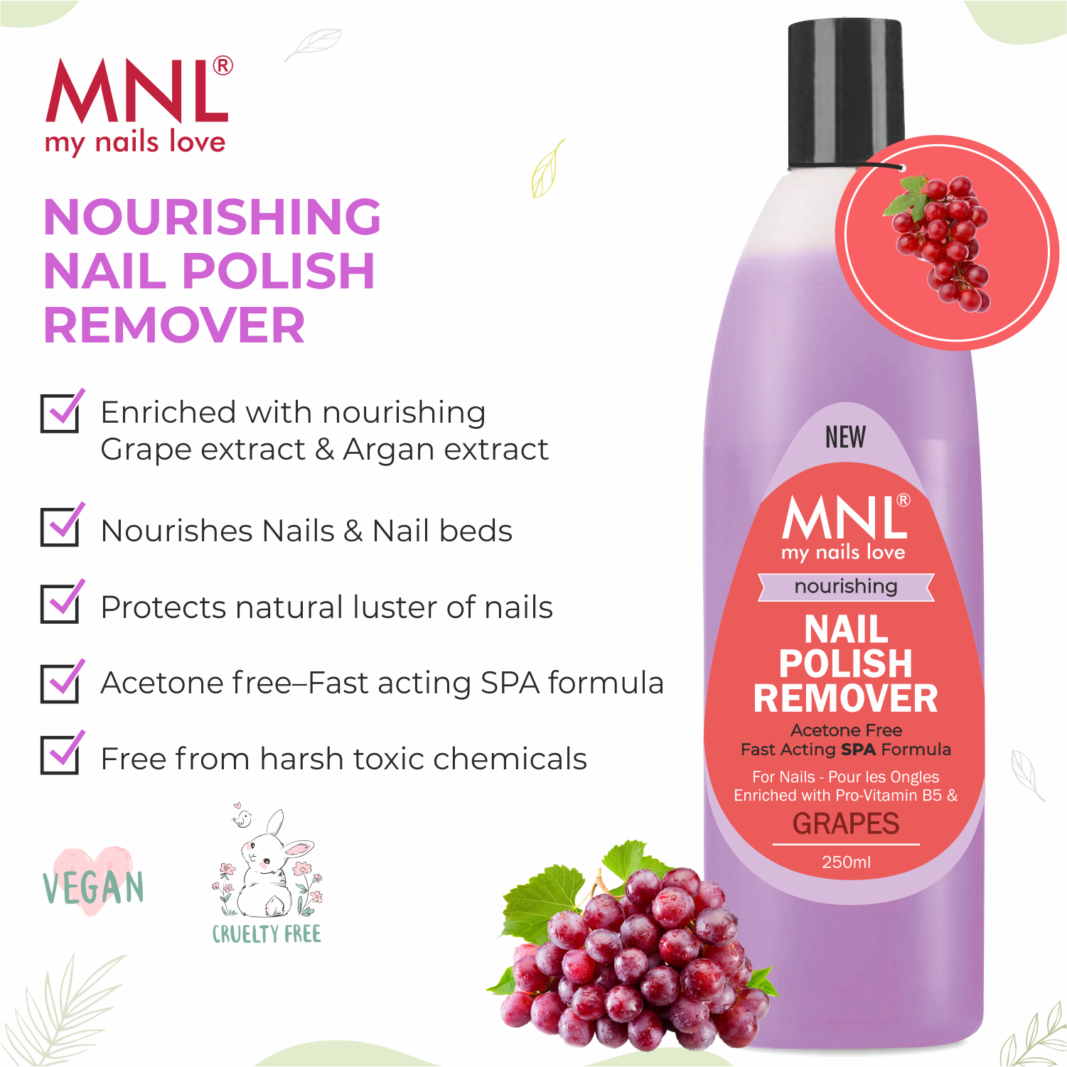 MNL Nourishing Nail Polish Remover Grapes 250ml