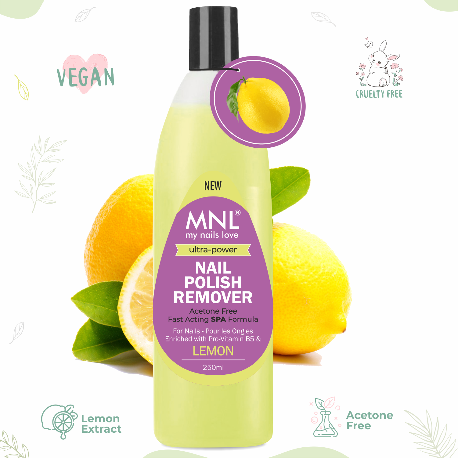 MNL Ultra Power Nail Polish Remover Lemon 250ml