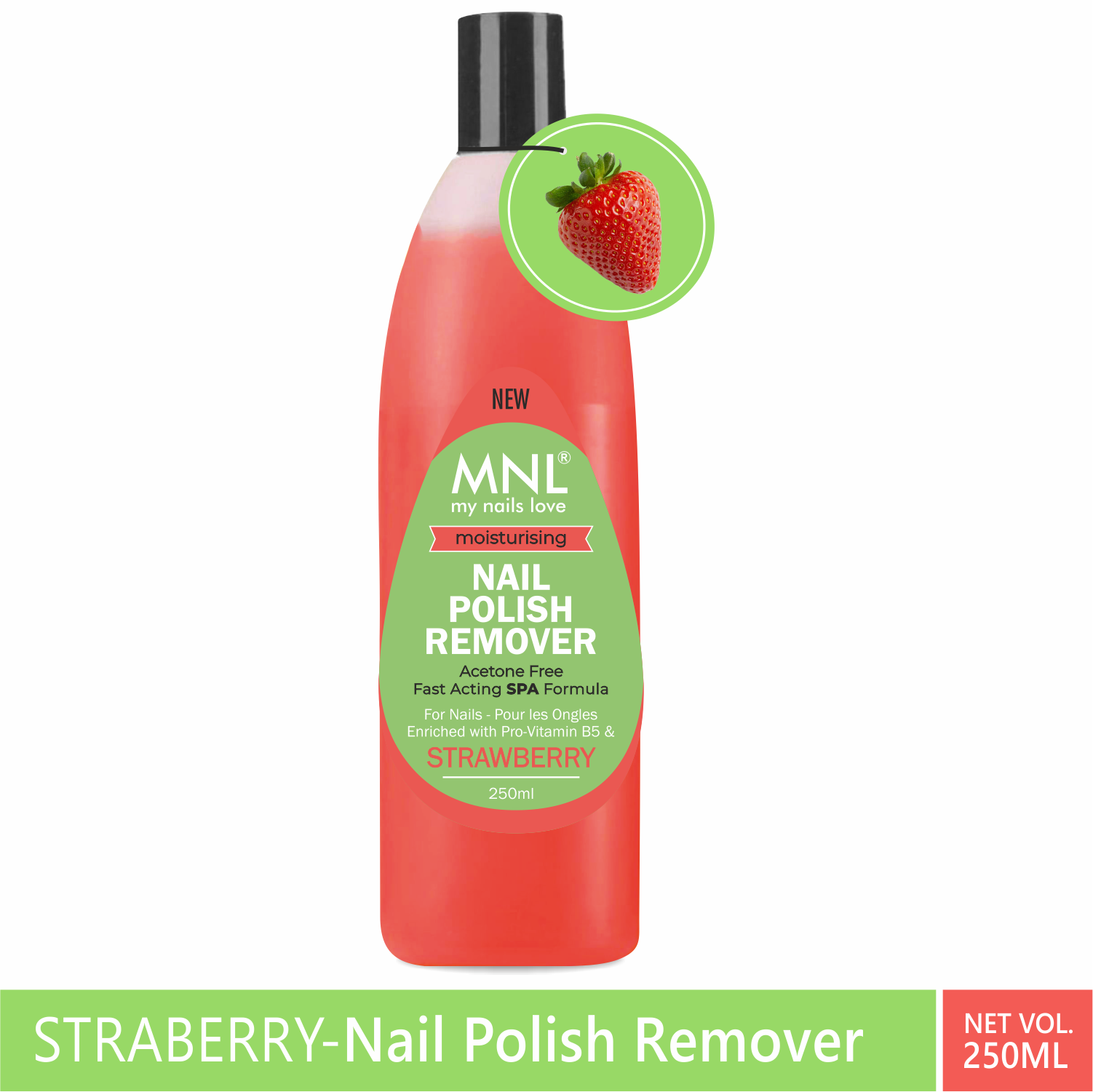 MNL Moisturising Nail Polish Remover Strawberry 250ml