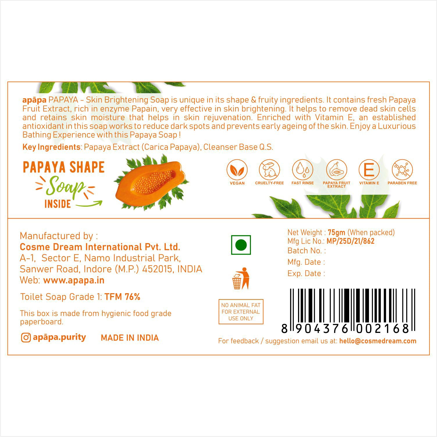 APĀPA Papaya Soap 150 gm