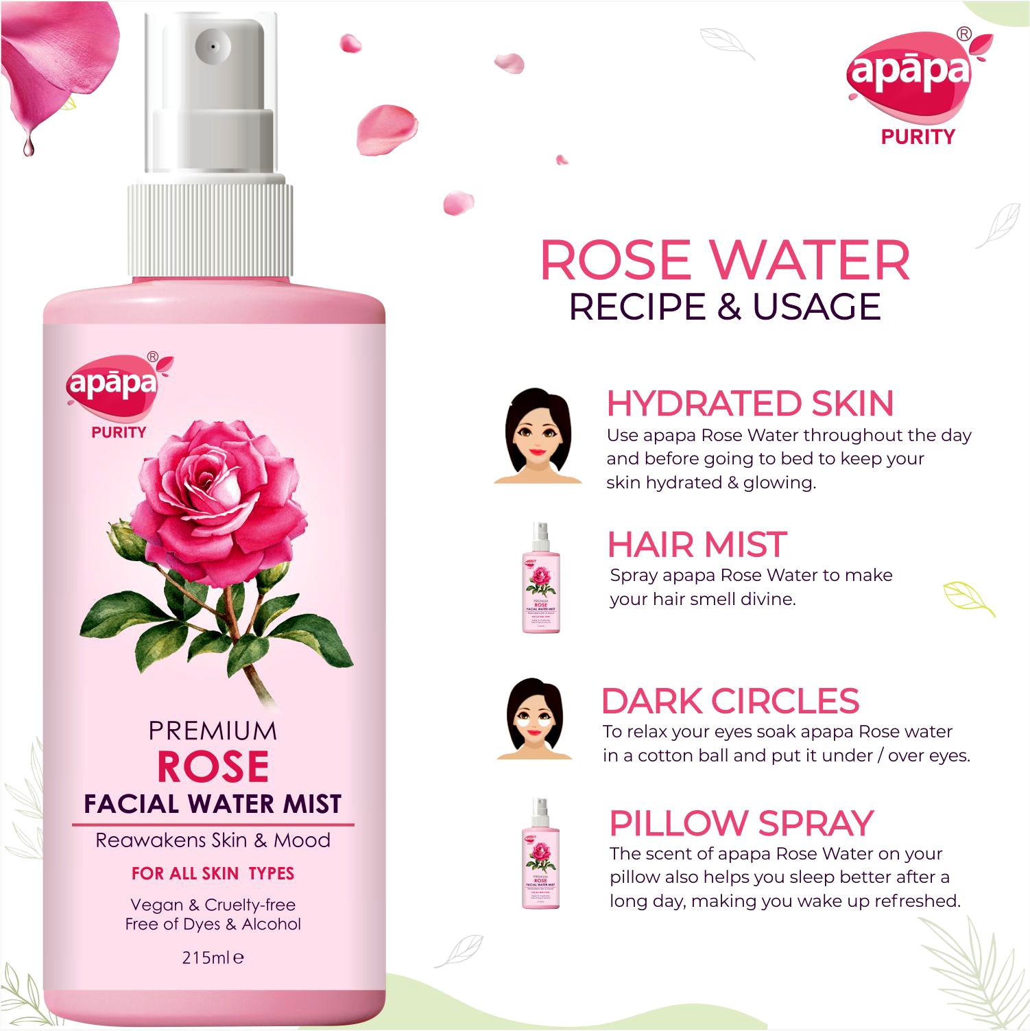 APĀPA Premium Rose Facial Water 215ml