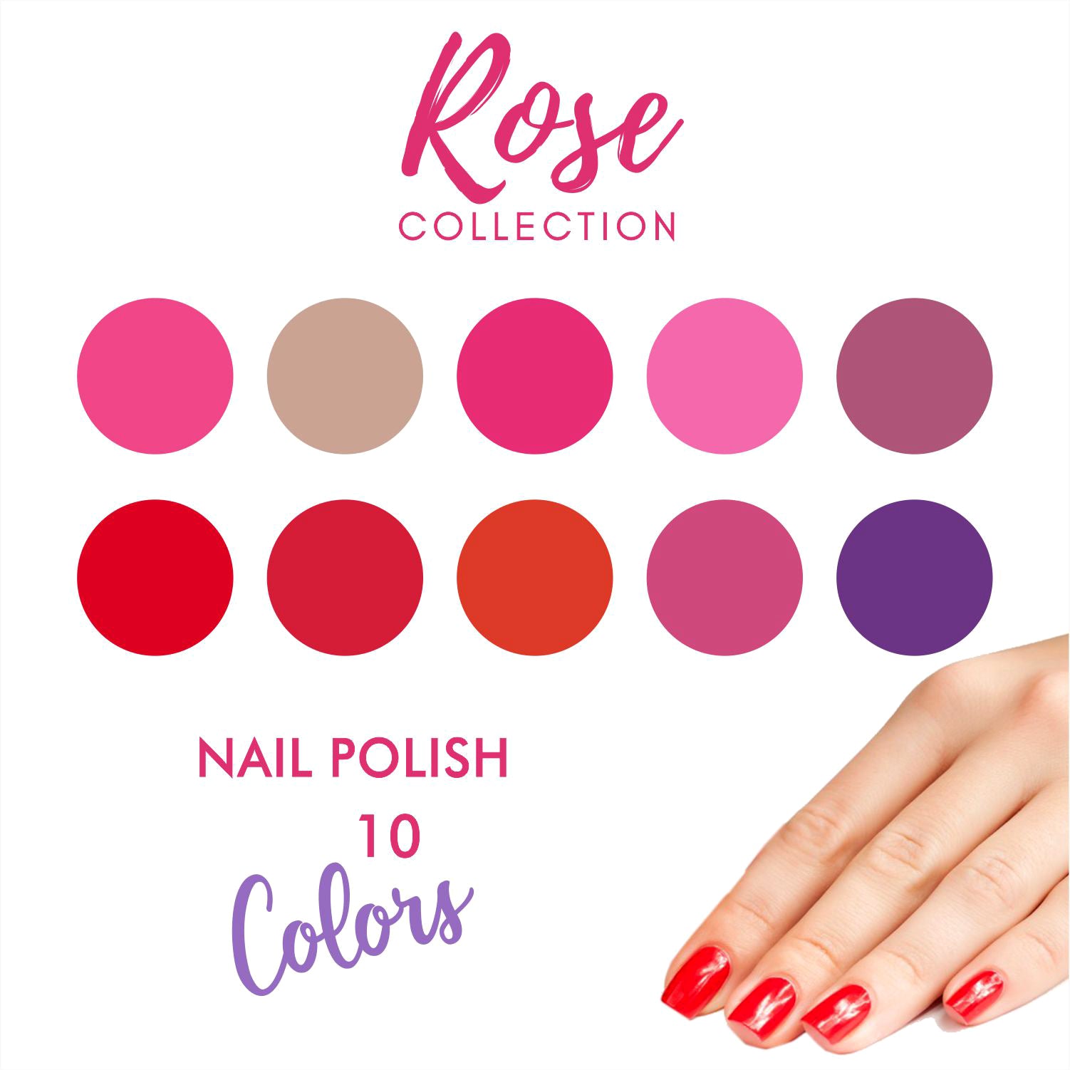 MNL Glossy Mini Nail Polish Set of 10 - Rose Collection