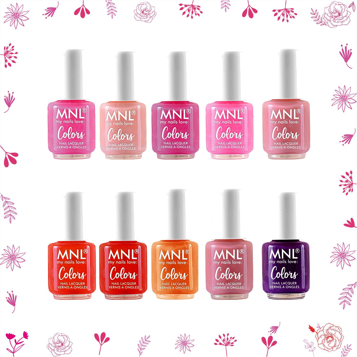 MNL Glossy Mini Nail Polish Set of 10 - Rose Collection