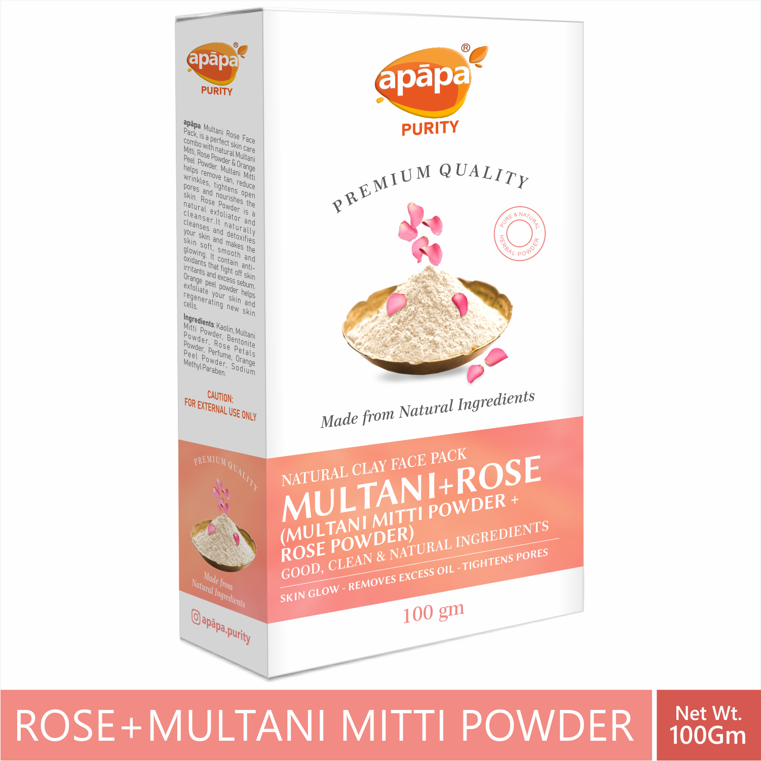 APĀPA Brightening & Cleansing Multani Mitti + Rose Powder