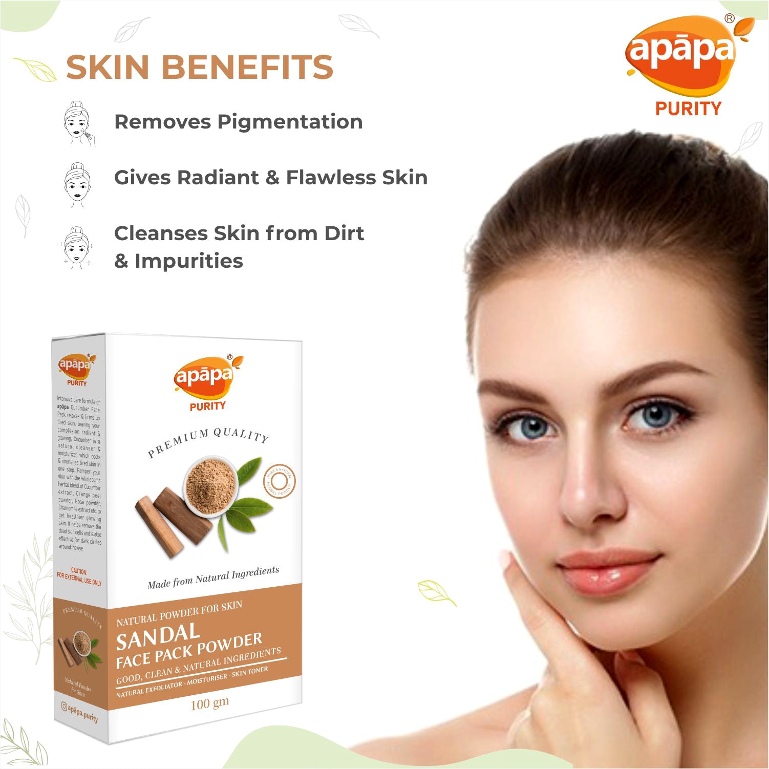APĀPA  Skin Toning Natural Sandal Face Pack Powder
