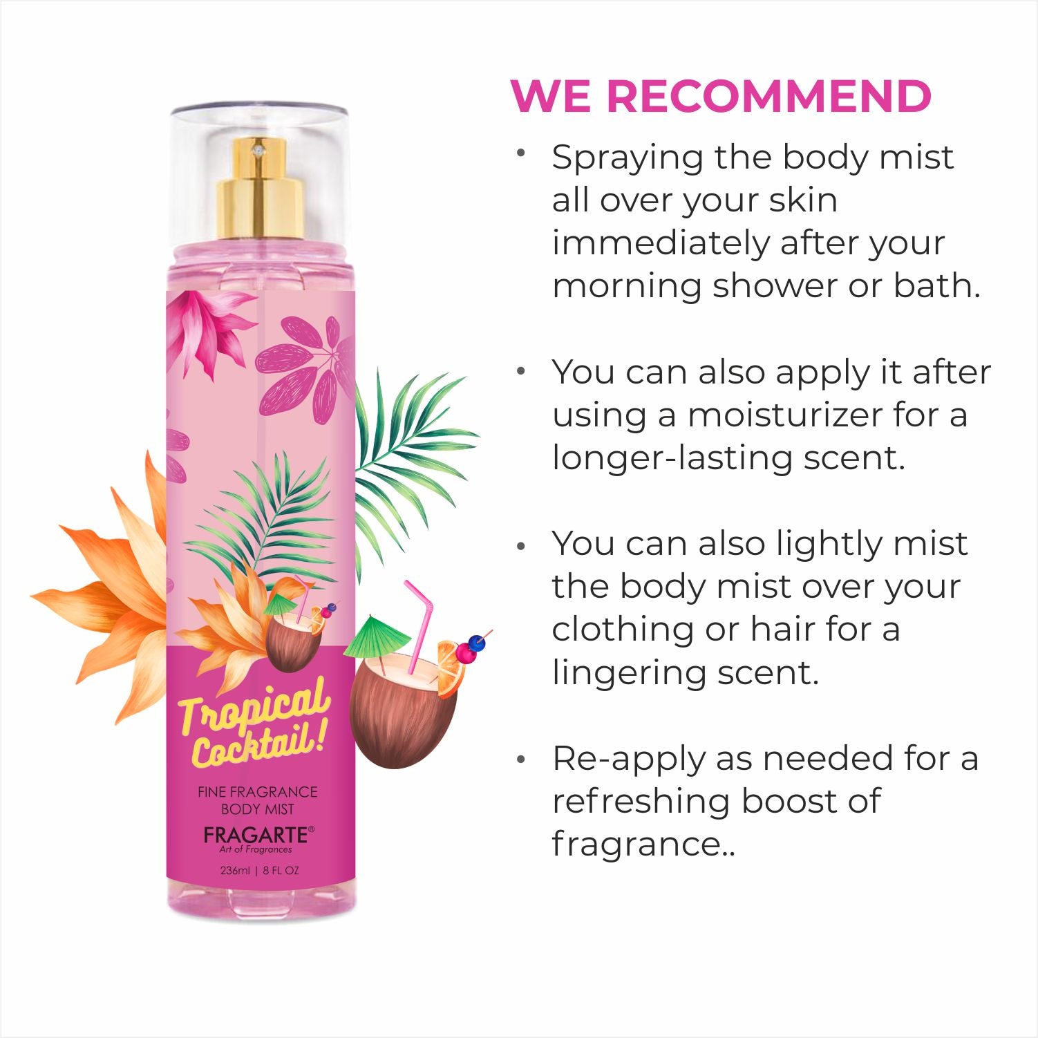 Fragarte Body Mist Tropical Cocktail