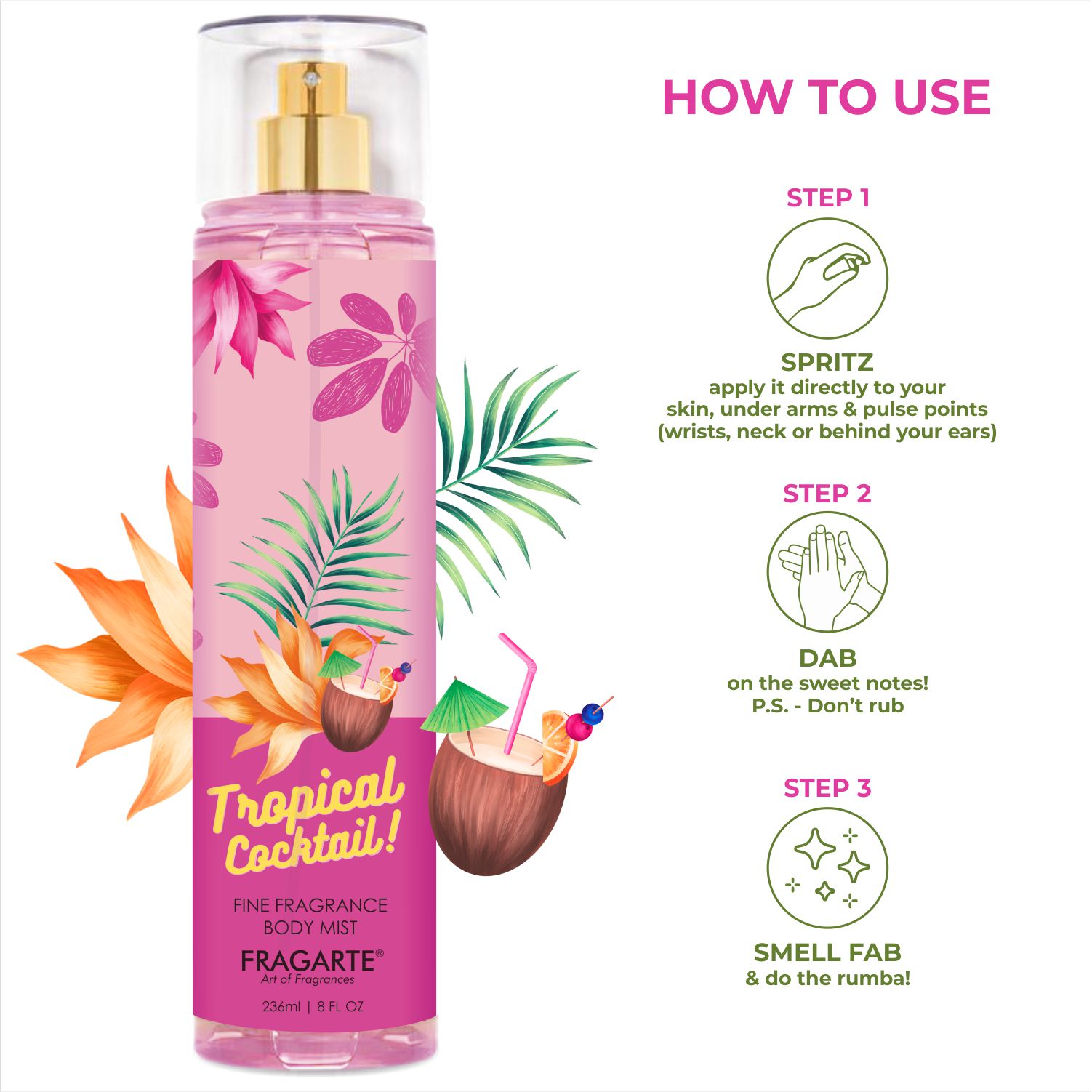 Fragarte Body Mist Tropical Cocktail