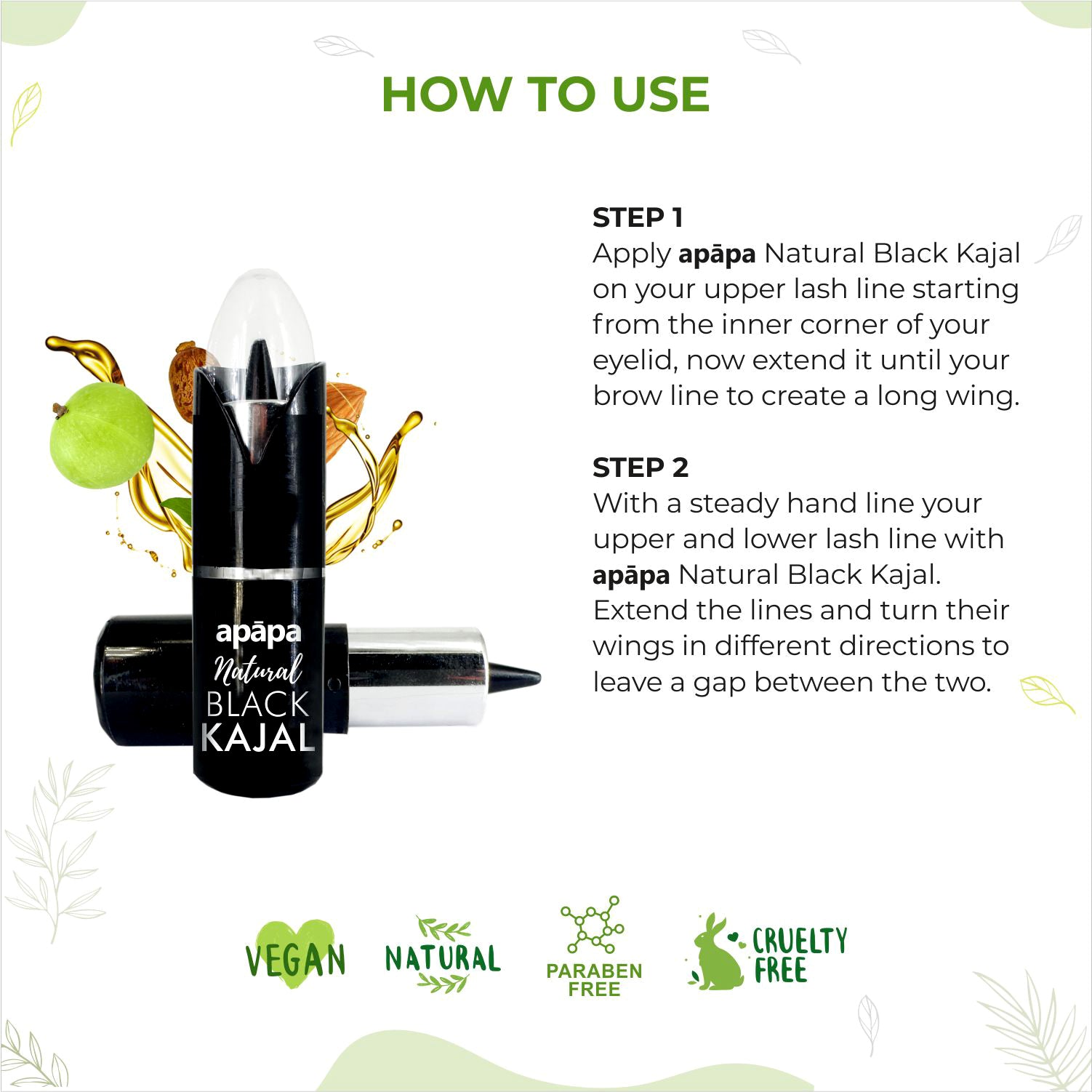 APĀPA Natural Black Kajal Extra Smooth Eye Definer