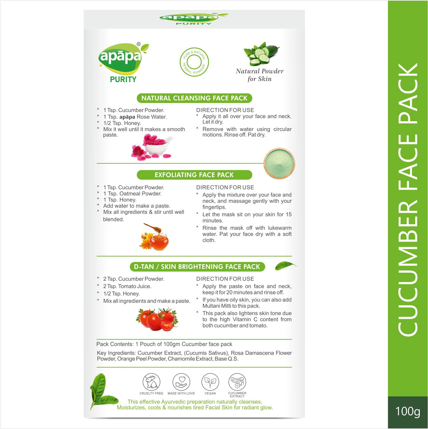 APĀPA Moisturising Cucumber Face Pack Powder