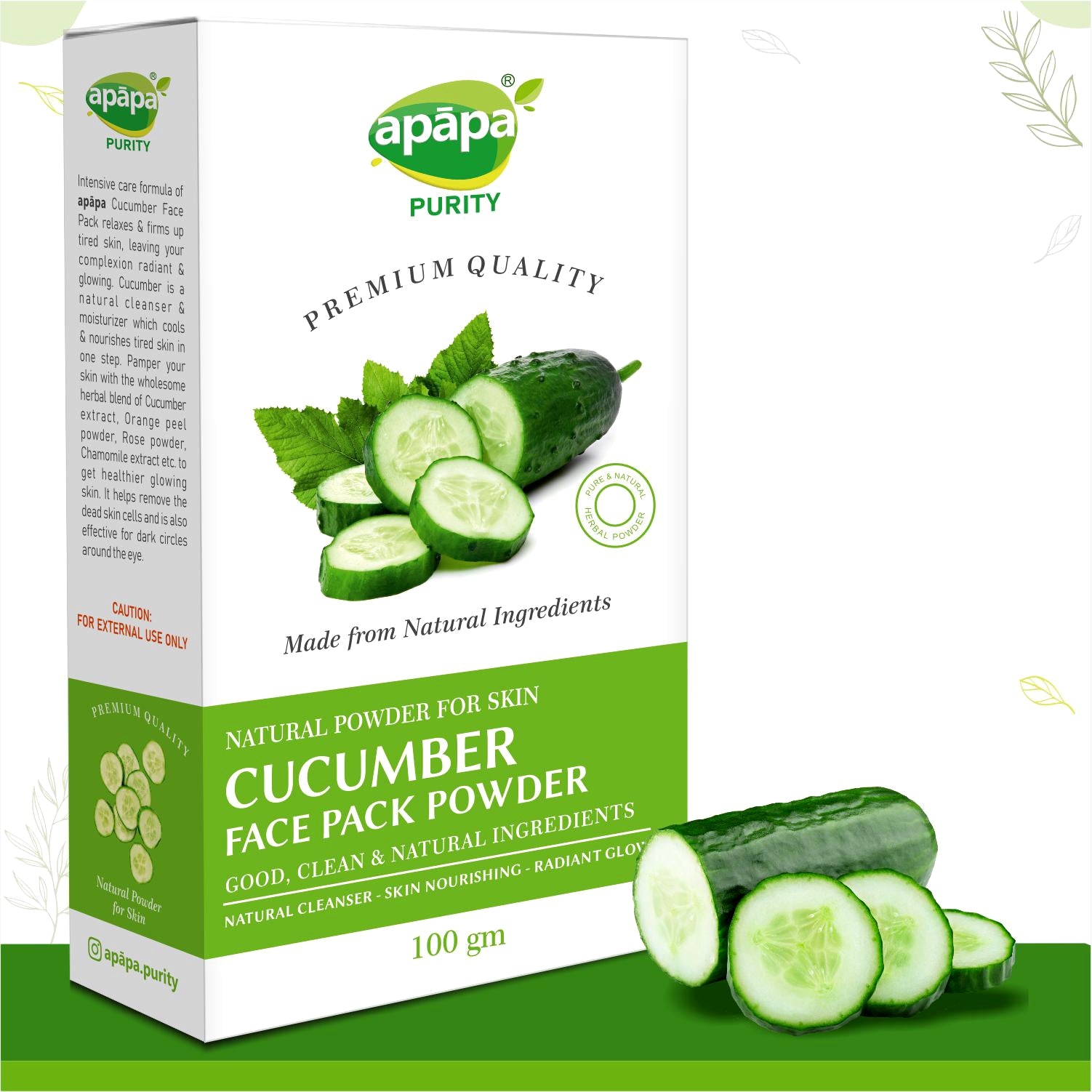 APĀPA Moisturising Cucumber Face Pack Powder
