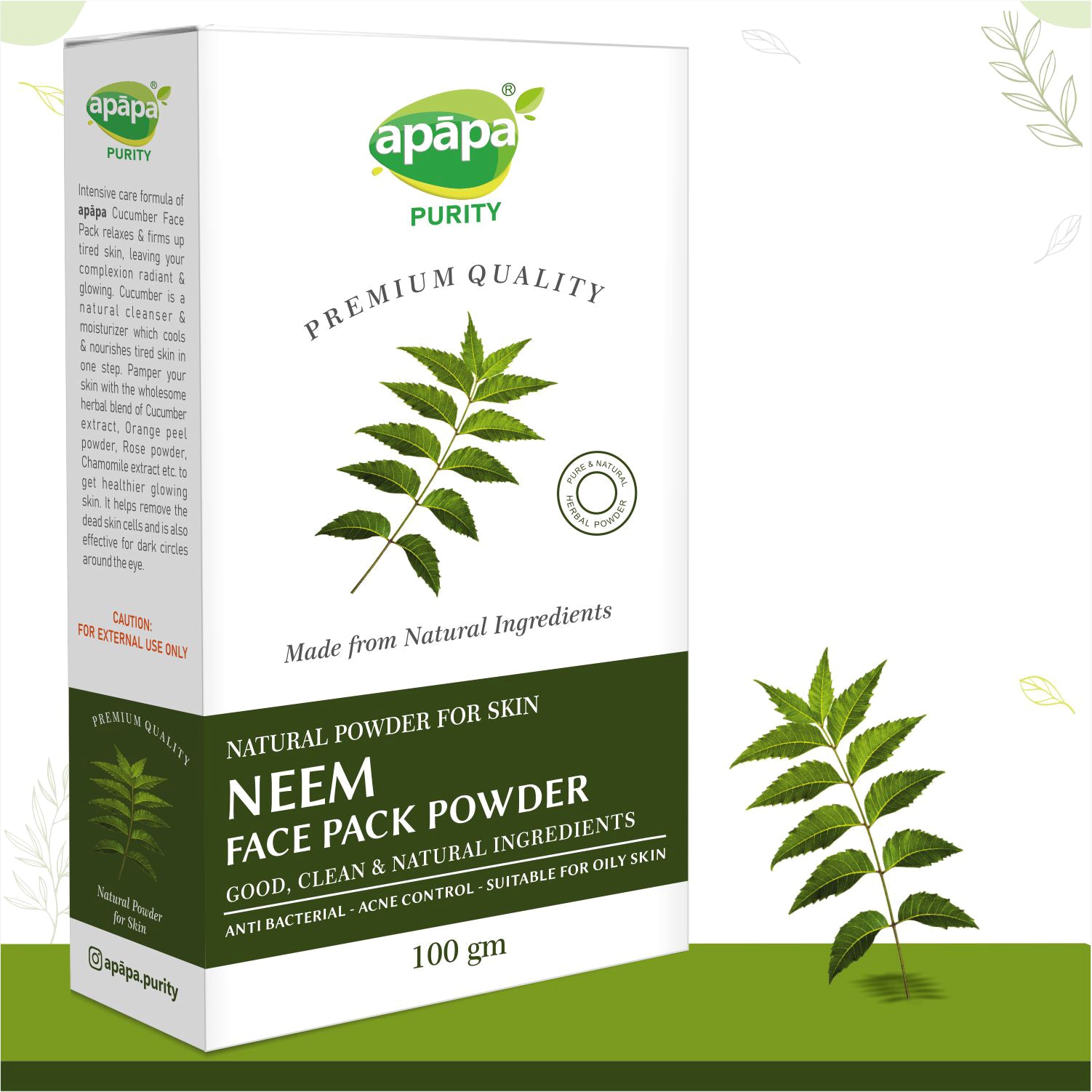 APĀPA Antibacterial Neem Face Pack Powder for Skin