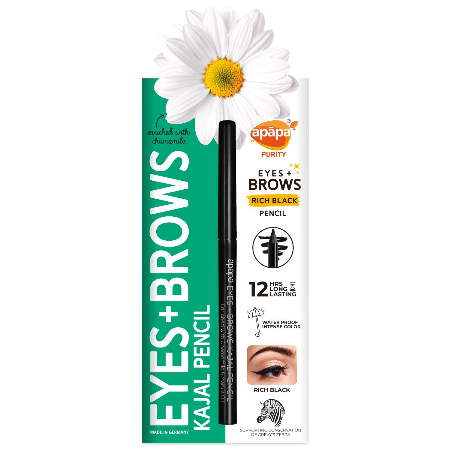 APAPA Eye + Brows Kajal Pencil – Black (made in EU)