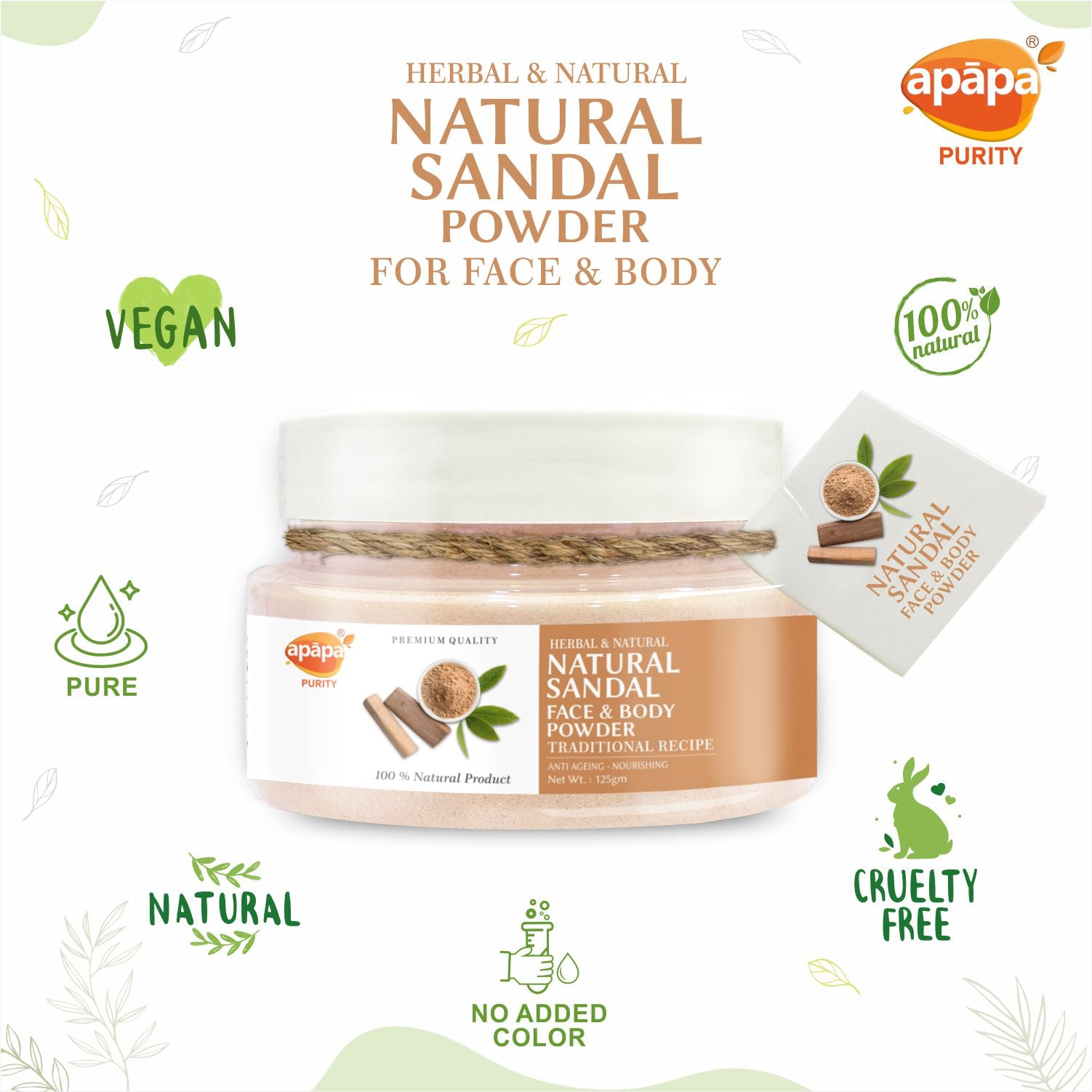APĀPA Natural Sandal Face & Body Powder for Skin